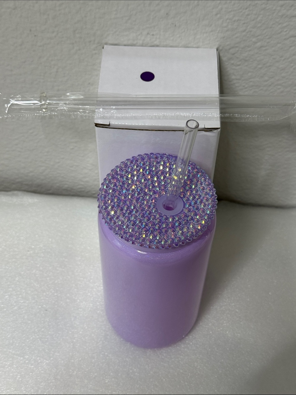 💜✨ Purple Rhinestone Lid Tumbler w/ Straw – Glam Home Accent Cup | 16oz ✨💜 - Picture 5 of 9
